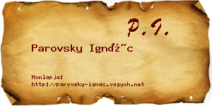 Parovsky Ignác névjegykártya